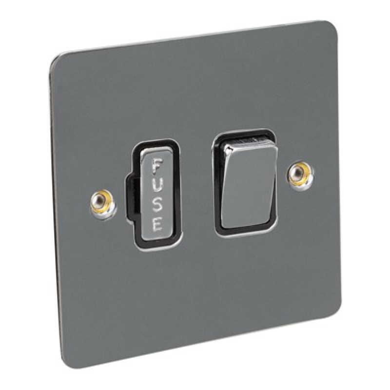 Flat Plate 13Amp Fused Connection Unit with Switch *Black Nickel